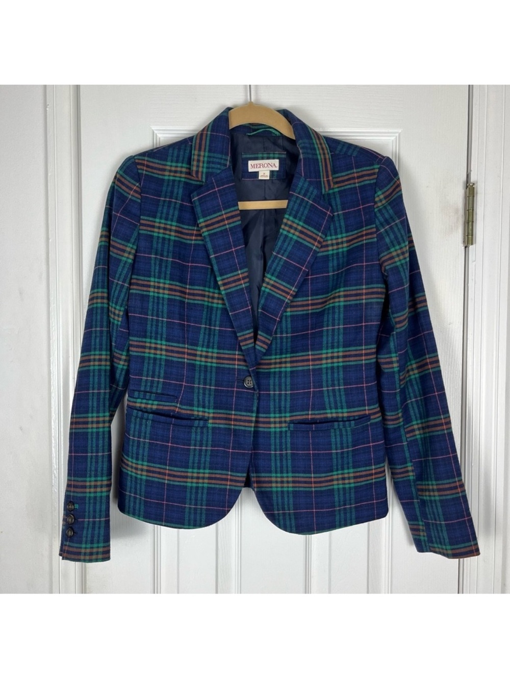 Merona Vintage Plaid Blazer Jacket Sz 2